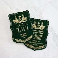 Olive Green Velvet Invitation Card Wedding Invitation  Card Customized